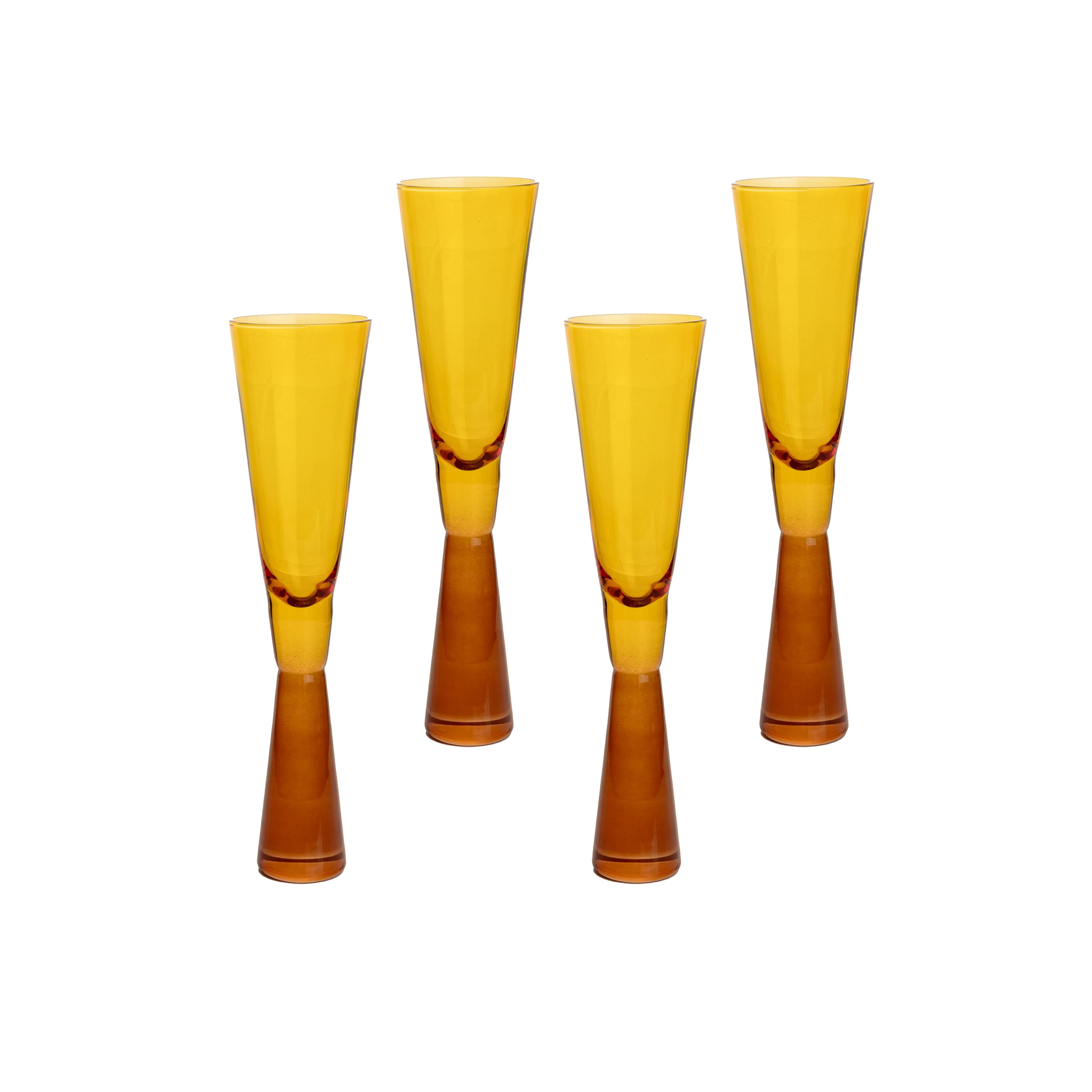 Flute Amber Champagne Glasses - Set of 4 - Image 2