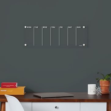 Acrylic Calendar, Weekly, Black Text, Black Hardware, Small - Image 1