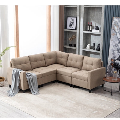 Modular L-shaped Sectional Sofa Corner Couch 5pieces Set - Image 0