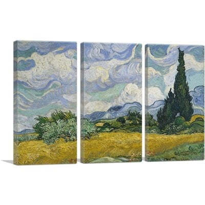 ARTCANVAS A Wheatfield With Cypresses 1889 Canvas Art Print By Vincent Van Gogh_Rectangle - Image 0