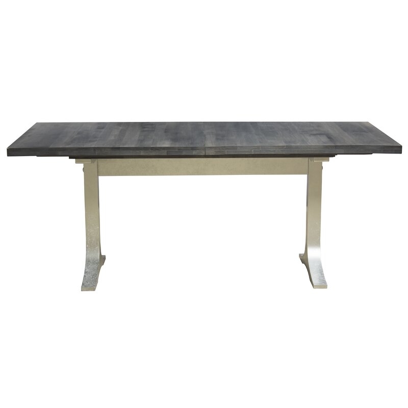  Burnished Paxton Extendable Dining Table Top Color: Shadow, Size: 29" H x 60" L x 36" W, Base Color: Burnished Gold - Image 0