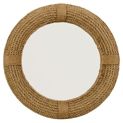 Mirror With Round Woven Rope Frame, Brown And Silver - Image 0