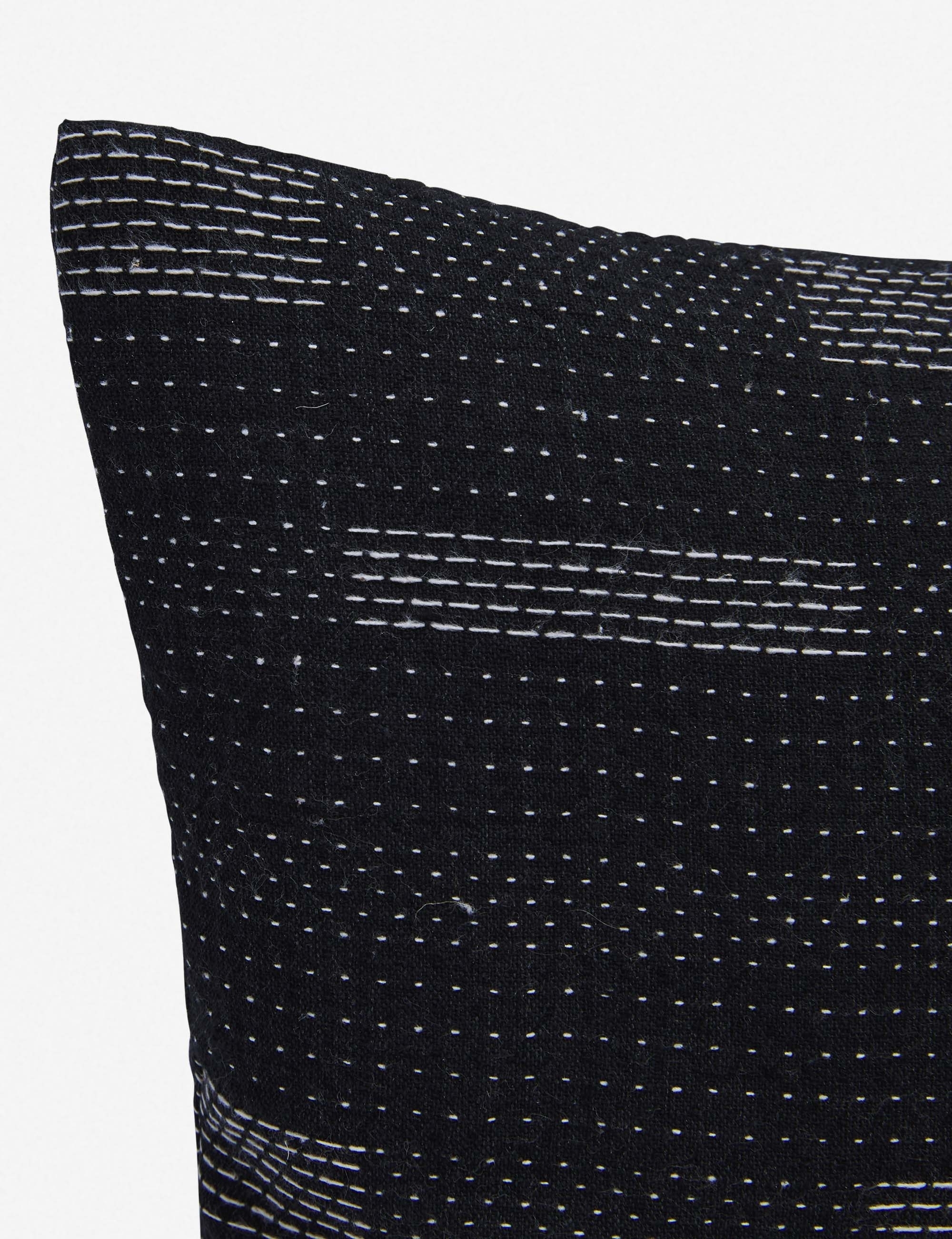 Kimora Lumbar Pillow, Black, 18" x 12" - Image 1