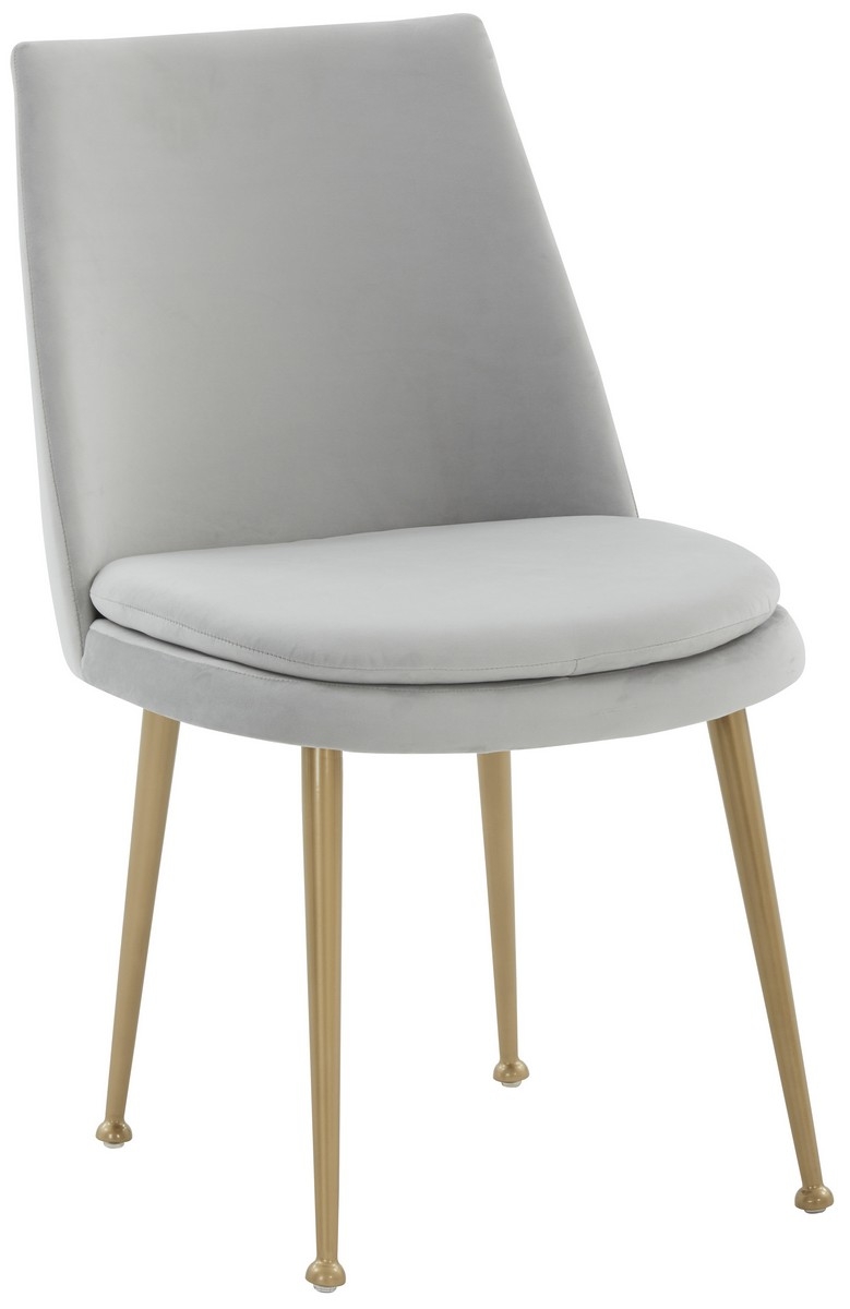 Rynaldo Upholstered Dining Chair - Light Grey/Gold - Image 3