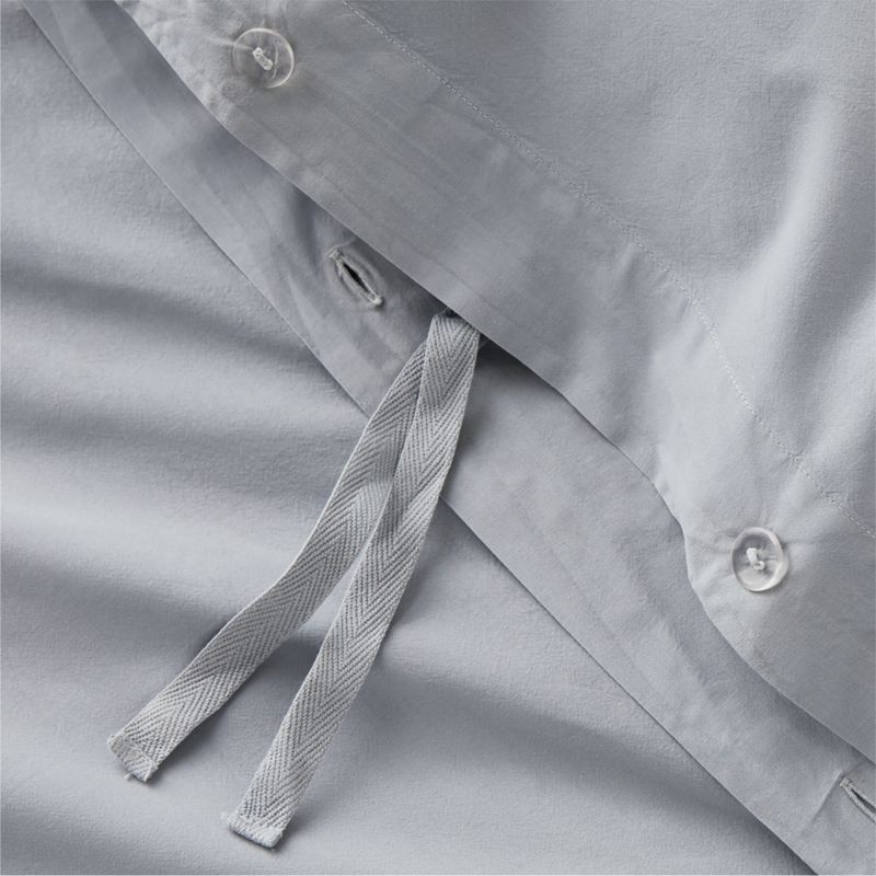 Favorite Washed Organic Cotton Mist Blue Eyelash King Duvet Cover - Image 4