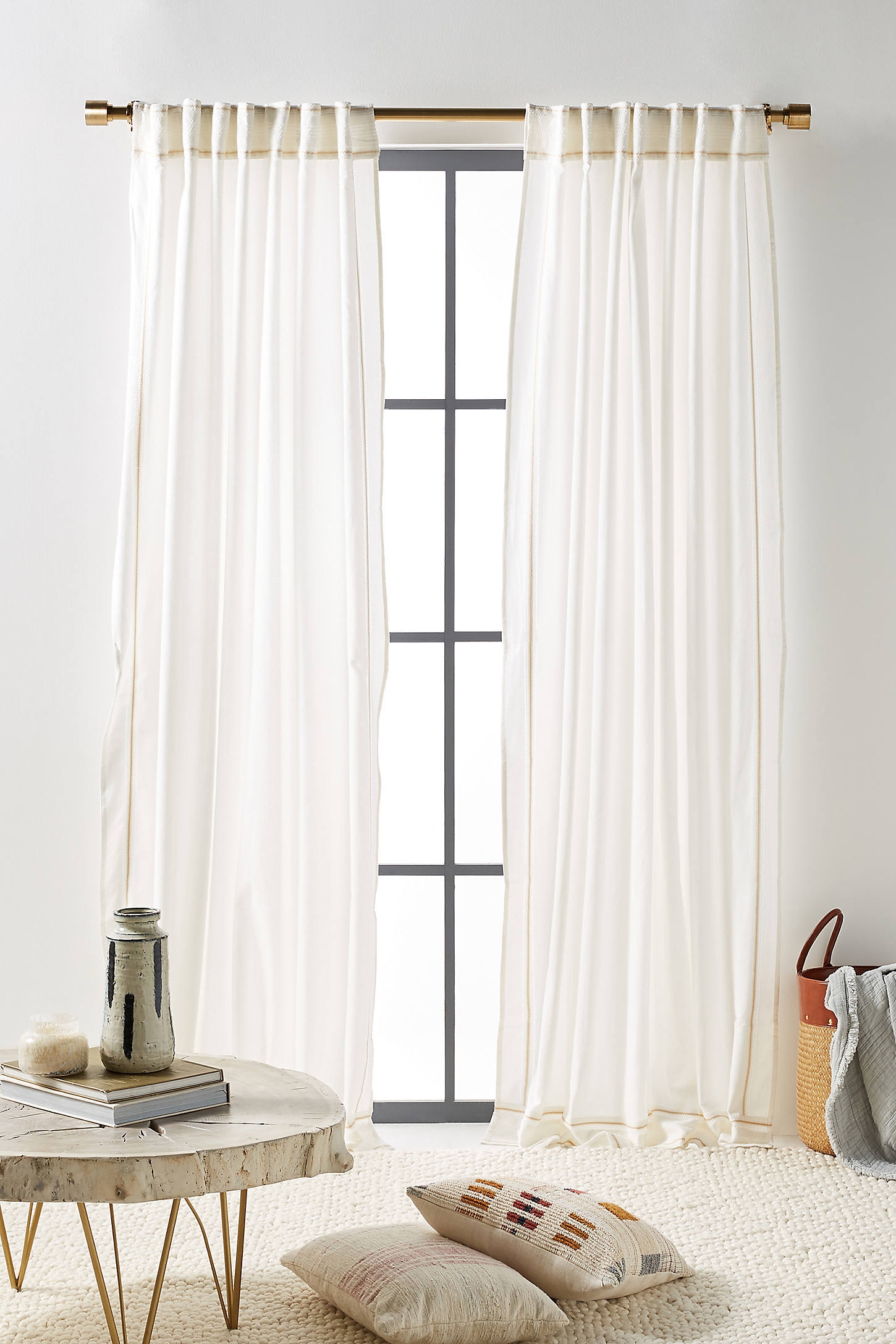 Mara Curtain By Anthropologie in White Size 50" X 96" - Image 0