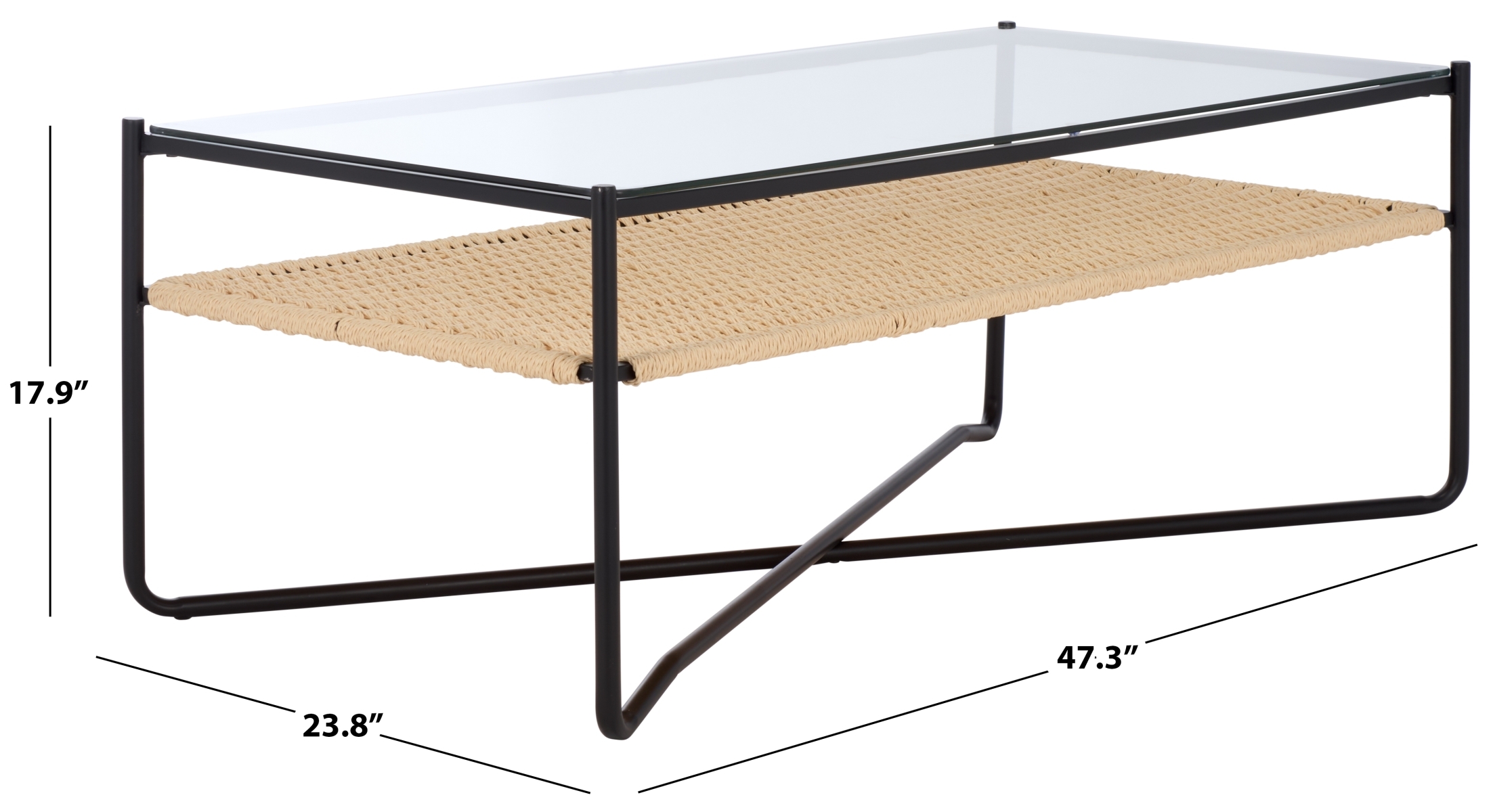 Omaka 1 Shelf Coffee Table - Natural / Black - Safavieh - Image 6