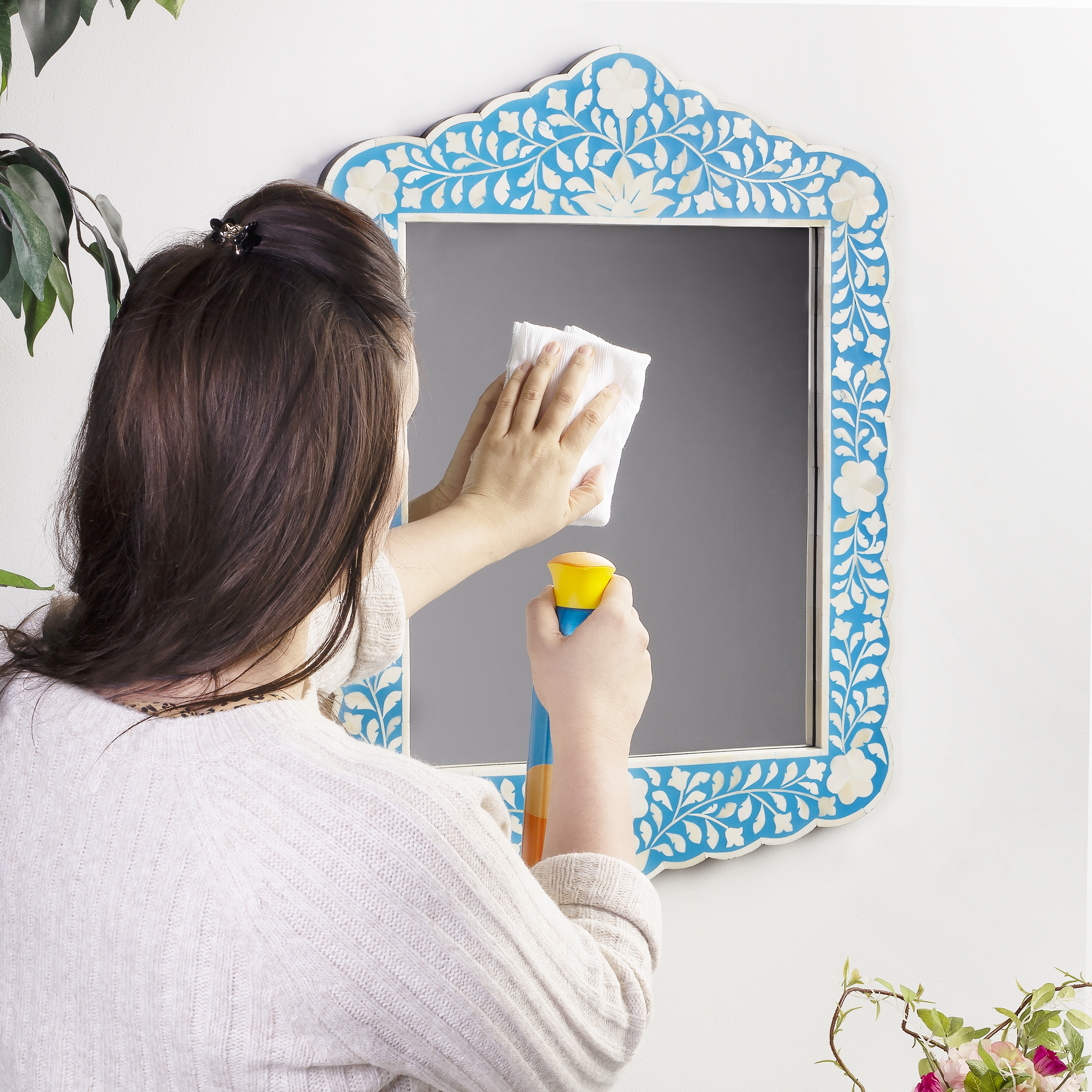 Vivienne Blue Bone Inlay Wall Mirror - Image 2