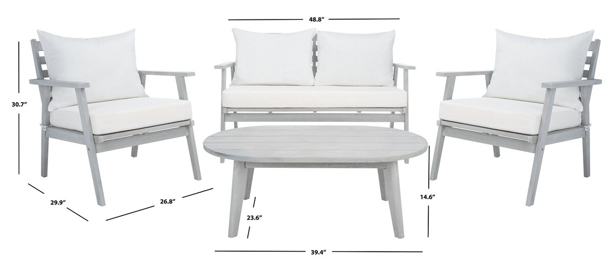 Deacon 4 Pc Living Set - Grey / Beige - Safavieh - Image 9