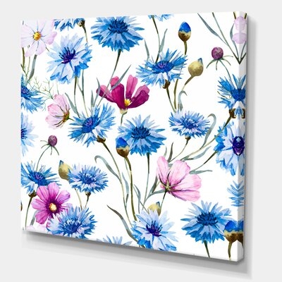 Blue And Pink Wild Cornflowers - Traditional Canvas Wall Art Print - Image 0