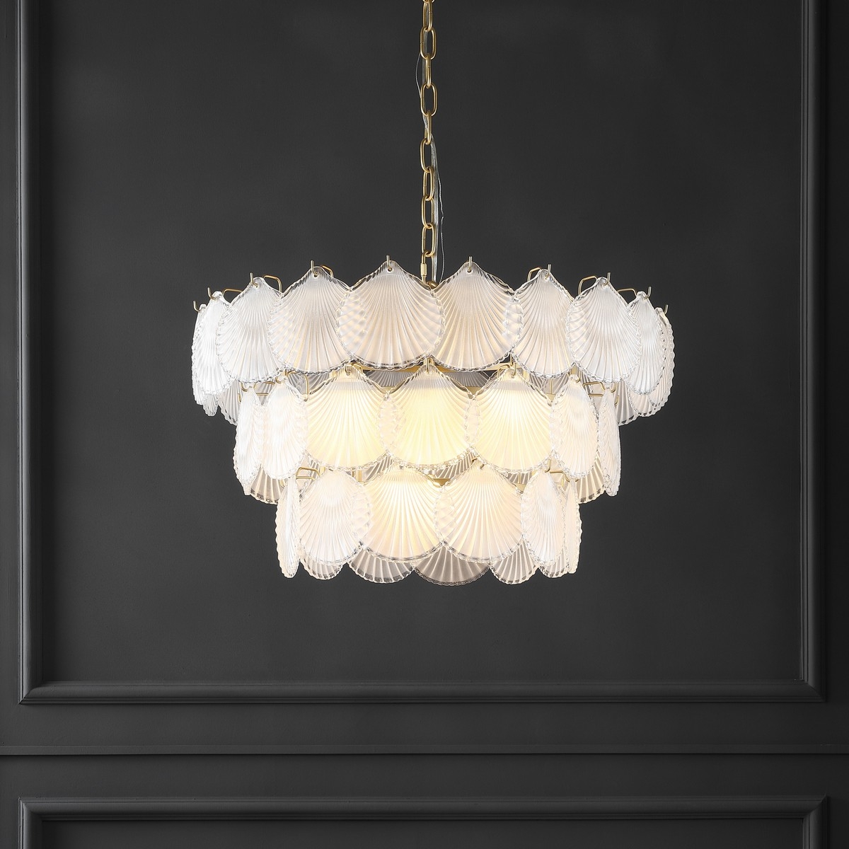 Gutierrez 3 Tier Glass Chandelier - Gold - Safavieh - Image 1