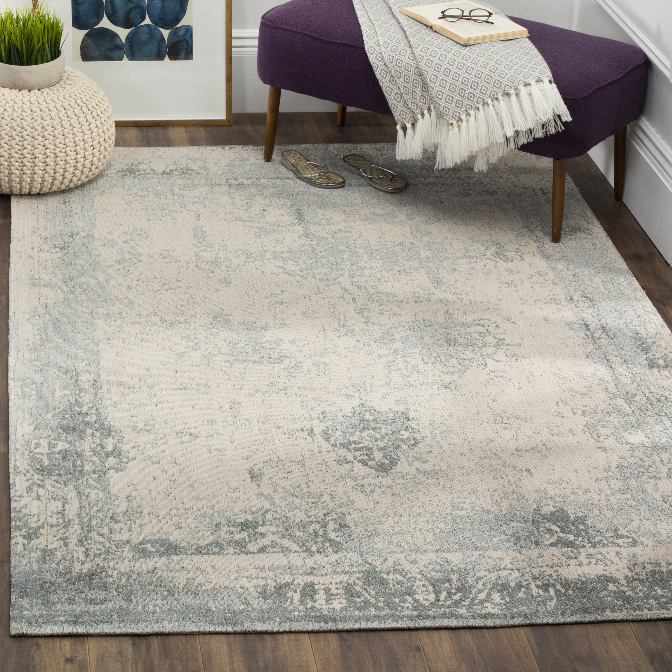Arlo Home Woven Area Rug, CLV125D, Grey,  6' 7" X 9' 2" - Image 1