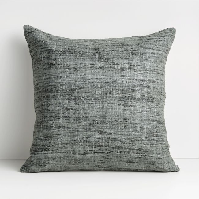 Dark Grey 20"x20" Cotton Sari Silk Throw Pillow Cover - Image 0