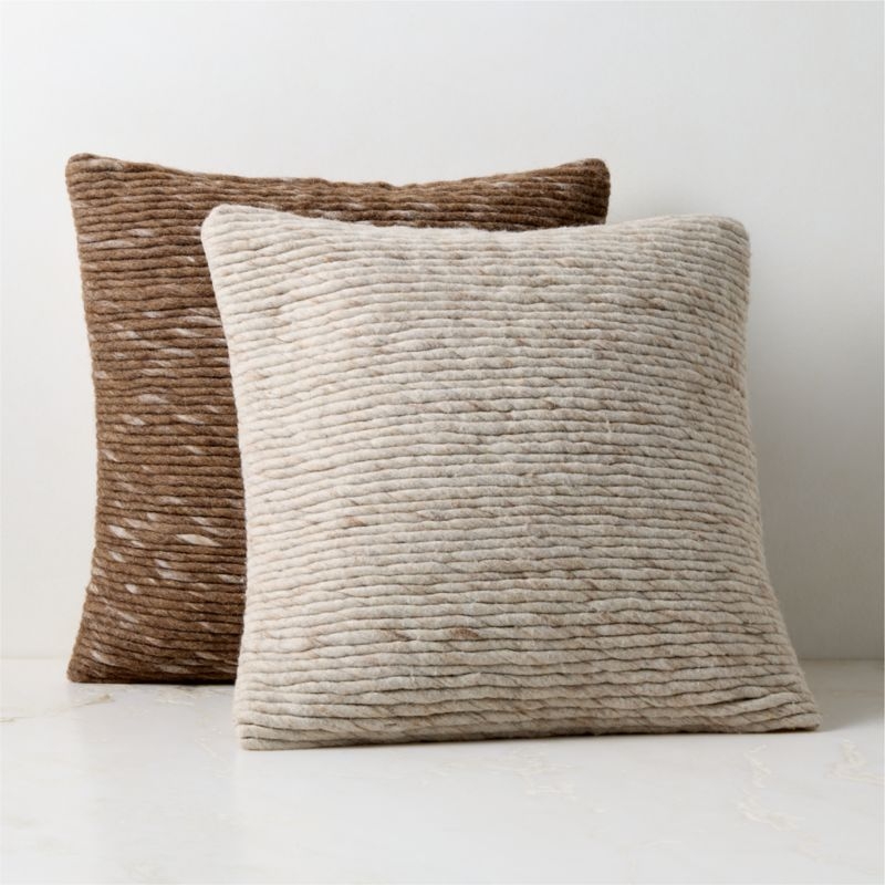 Twist Sepia Brown Wool Throw Pillow Cover 20"x20" by Kravitz Design - Image 4