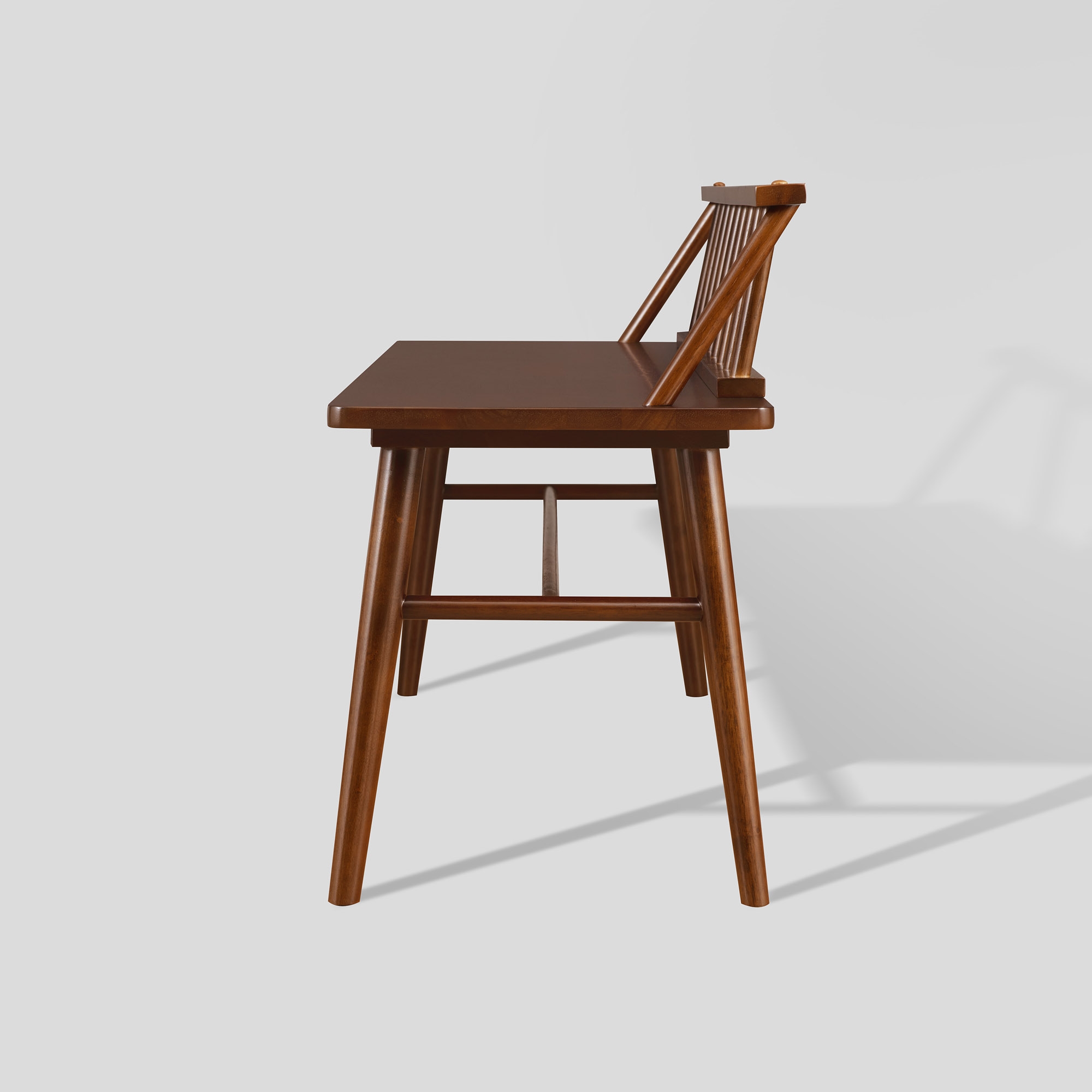 47" Low Back Spindle Bench - Walnut - Image 4