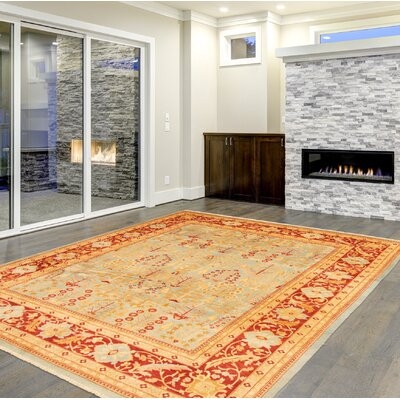 One-of-a-Kind Yaak Hand-Knotted New Age Ushak Light Blue 9'1" x 12'2" Wool Area Rug - Image 0