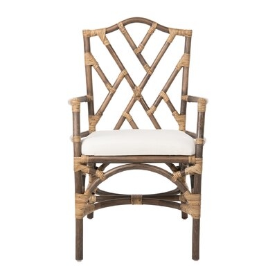 Janeen Cross Back Arm Chair in Dark Brown - Image 0