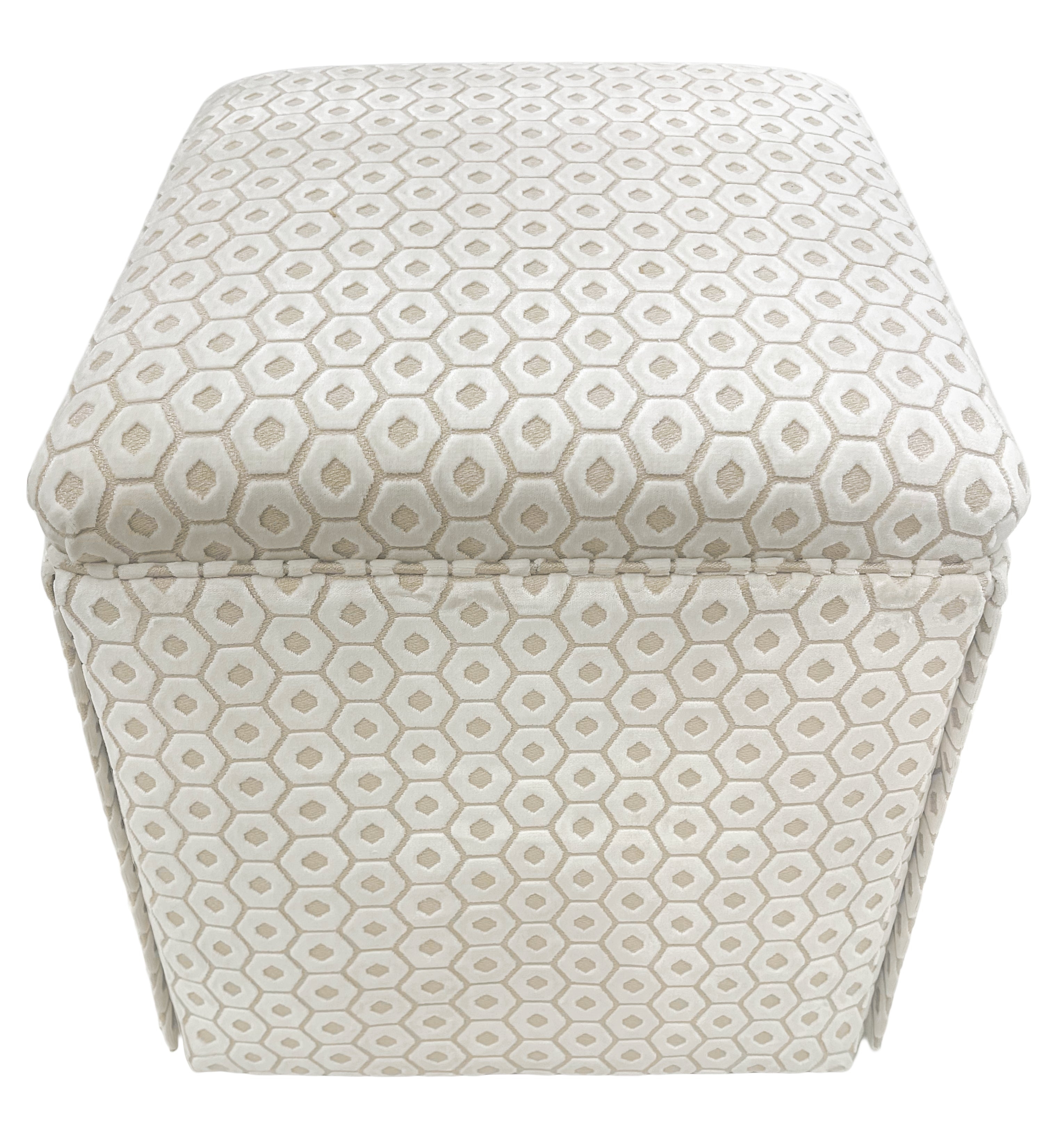 THE SKIRTED OTTOMAN :: PALOMA CUT VELVET  // ALABASTER - BY THE YARD - Image 2