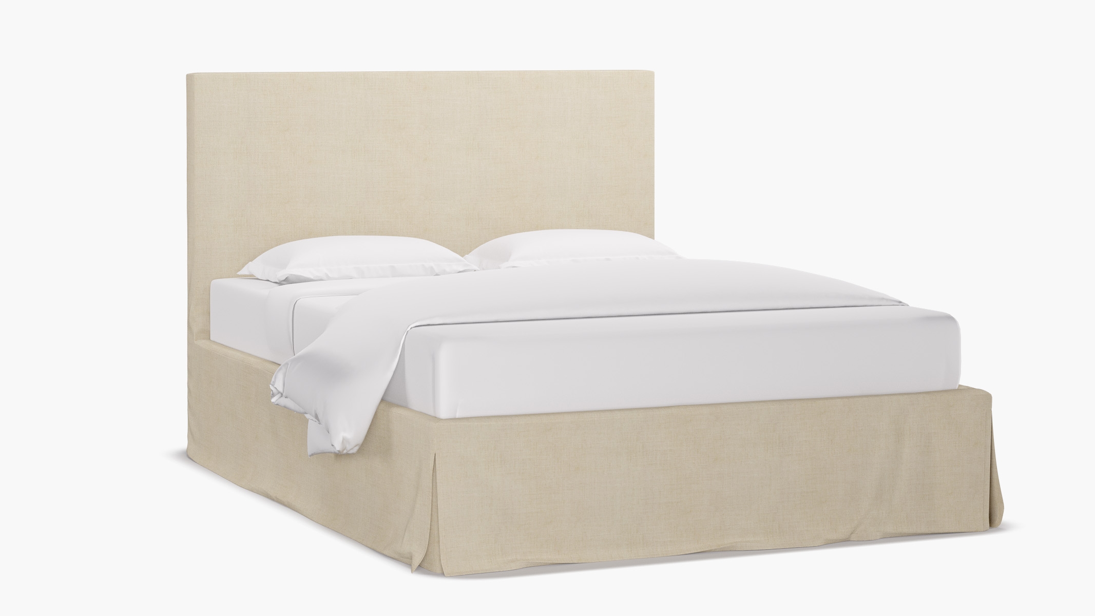 Slipcovered Bed, Talc Everyday Linen, King - Image 1