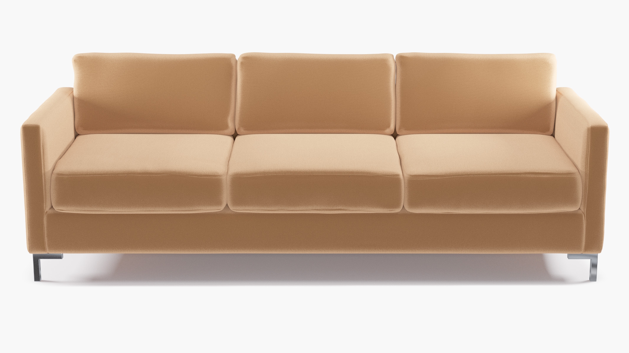 Modern Sofa, Camel Performance Plush Velvet, Chrome L Leg - Image 0