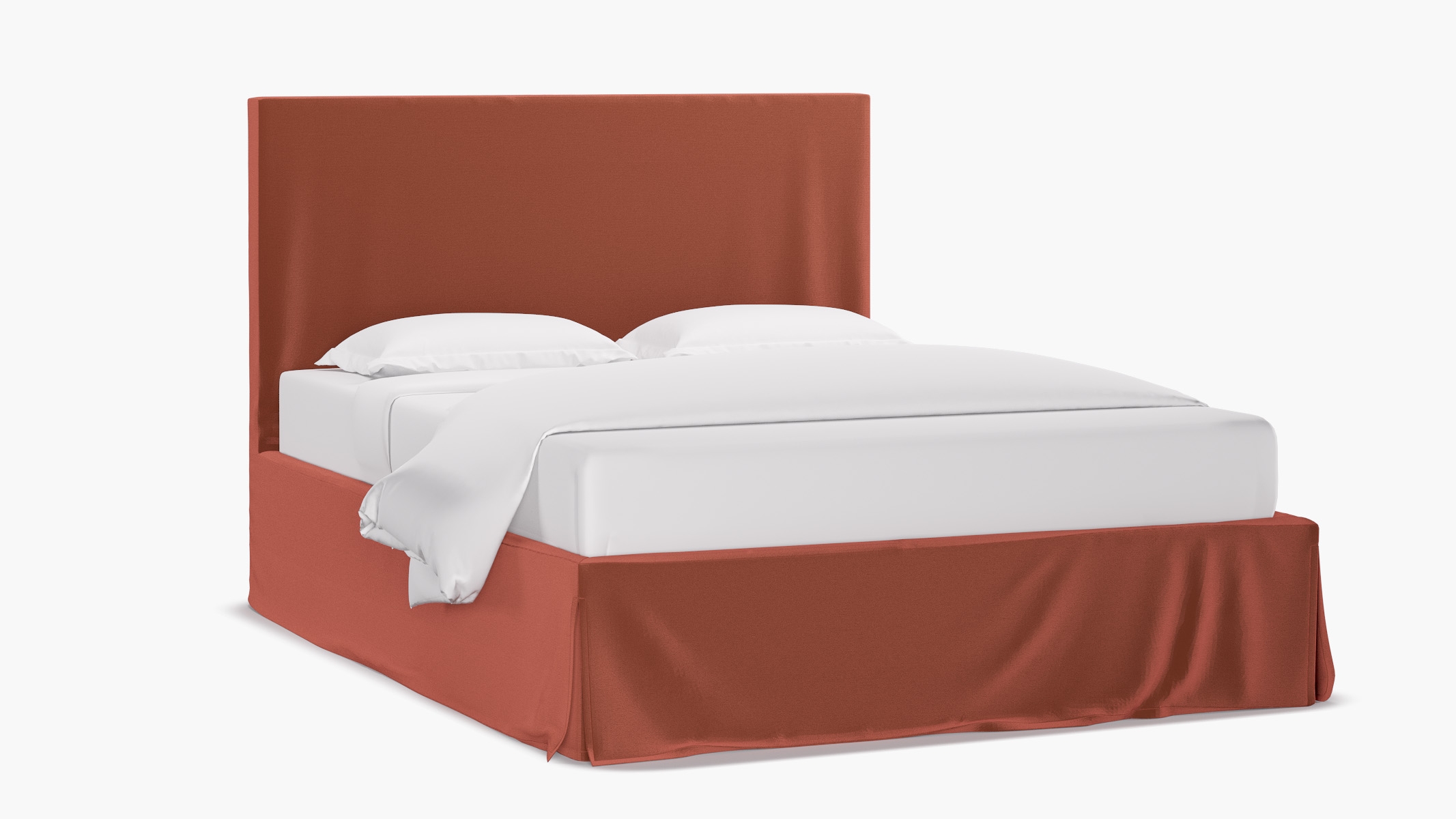 Slipcovered Bed, Terracotta Performance Velvet, Queen - Image 1