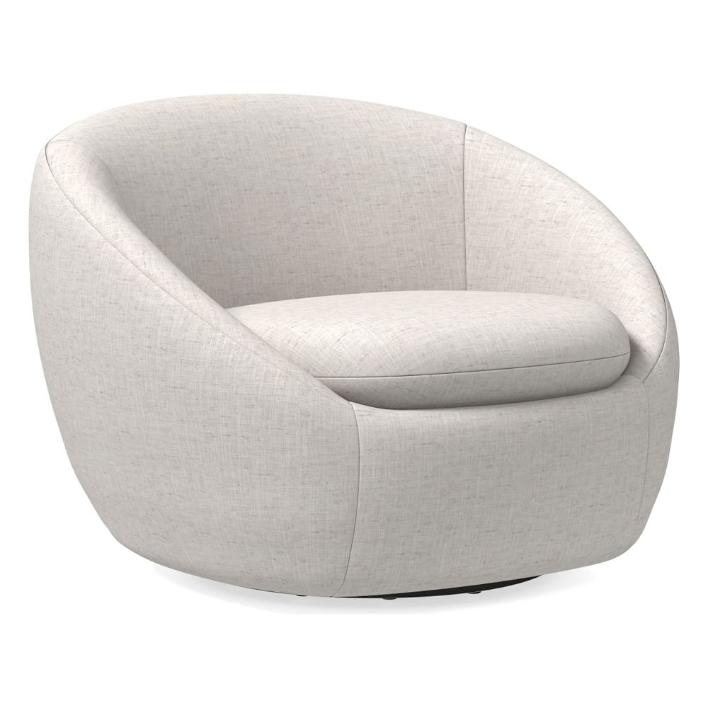 Cozy Swivel Chair, Poly, Performance Coastal Linen, White, Concealed Supports - Image 0