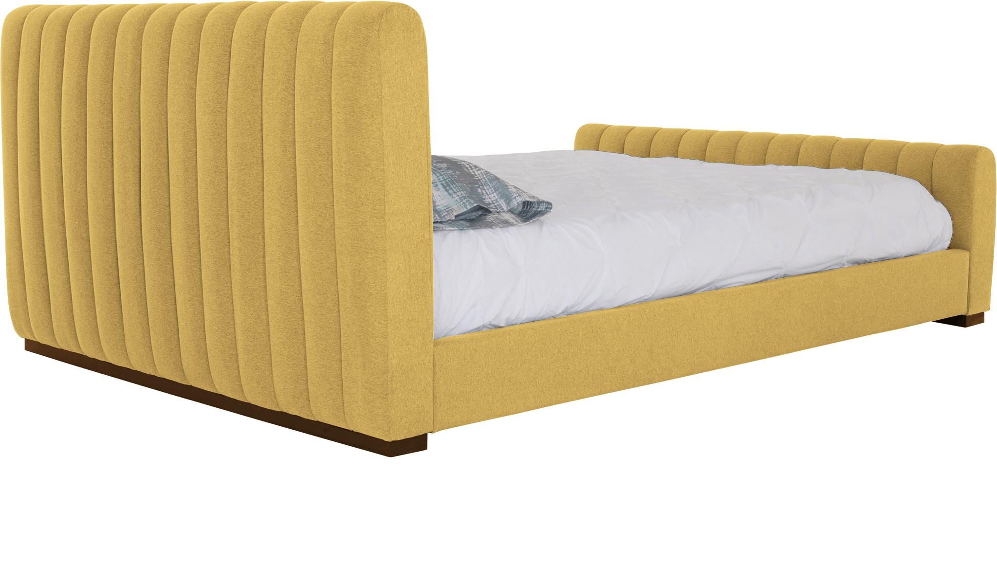 Yellow Camille Mid Century Modern Bed - Bentley Daisey - Mocha - Queen - Image 3