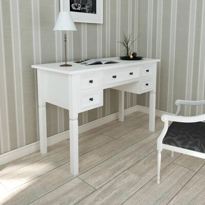 Red Barrel Studio® Writing Desk With 5 Drawers White - Image 0
