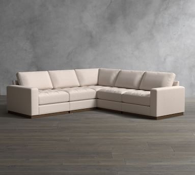 Axis Upholstered Tufted 5-Piece L-Shaped Sectional, Polyester Wrapped Cushions, Performance Boucle Pebble - Image 1