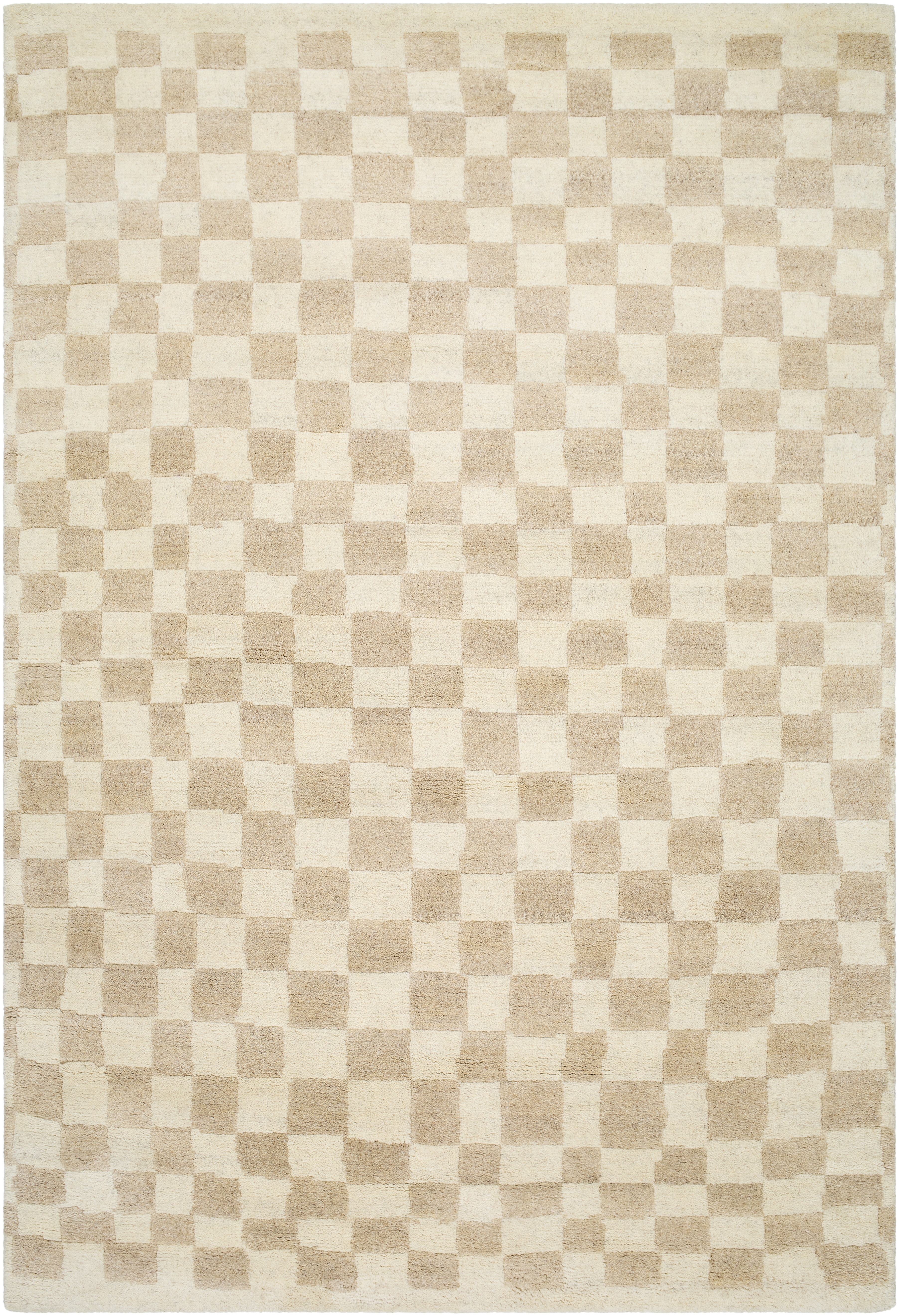 Damier Beige Indoor 10' x 14' Handmade Rug - Image 0