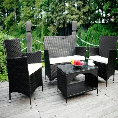 Radium Outdoor 3 Piece Wicker Sofa Seating Group with Cushions - Image 0