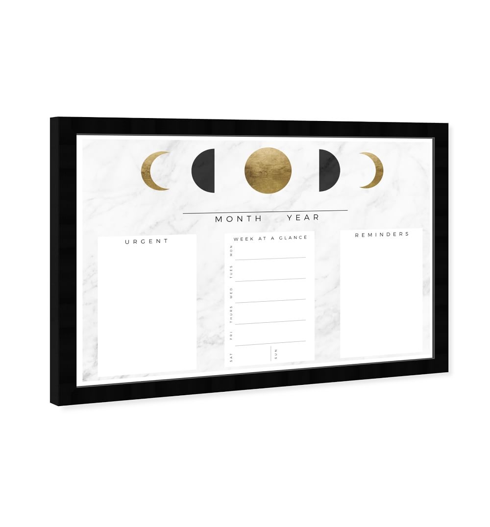 Oliver Gal Moon Phase Reminder Marble and Gold Dry Erase Board, Wall Art, 18x26x0.5 - Image 0