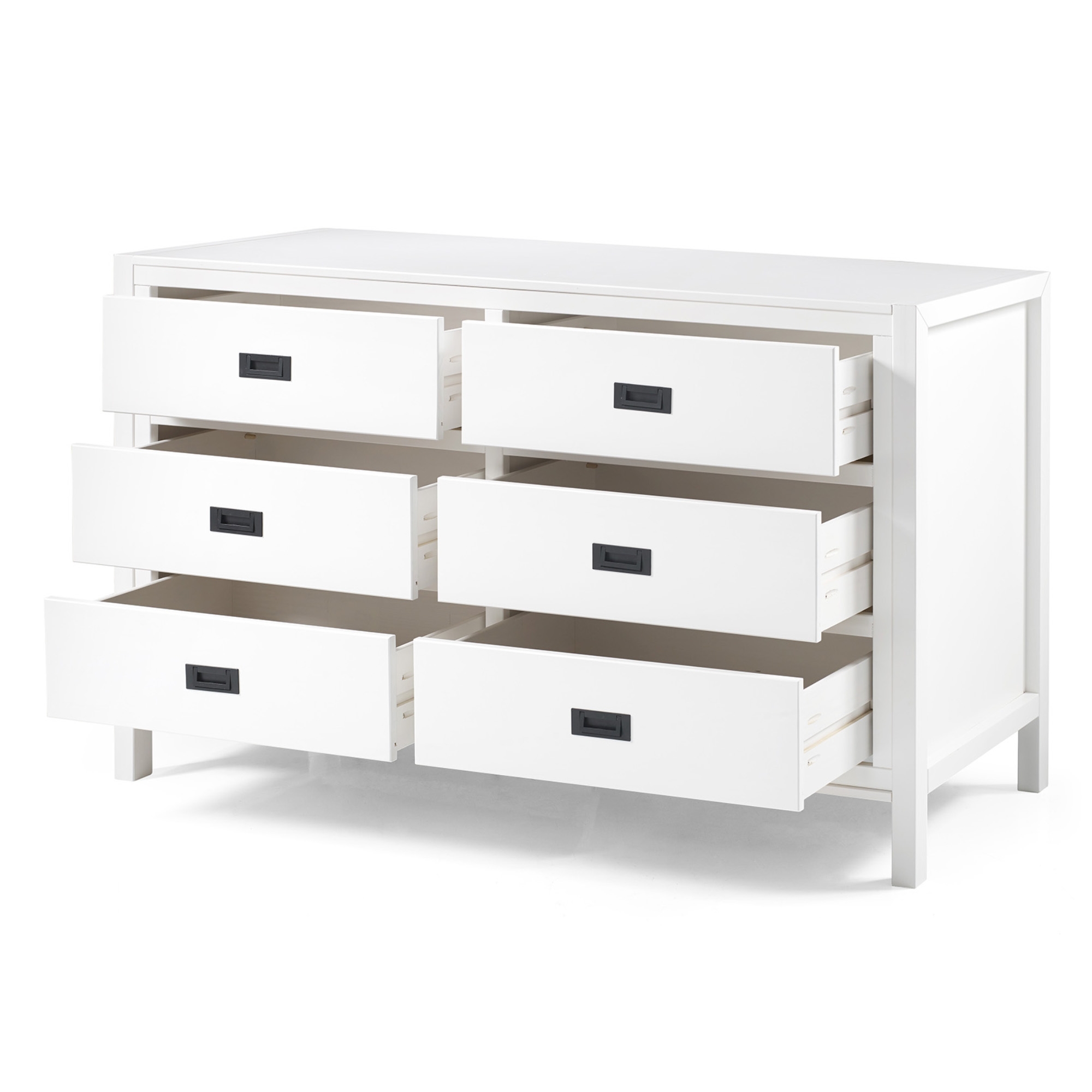 Lydia 57" Classic Solid Wood 6 Drawer Dresser - White - Image 2