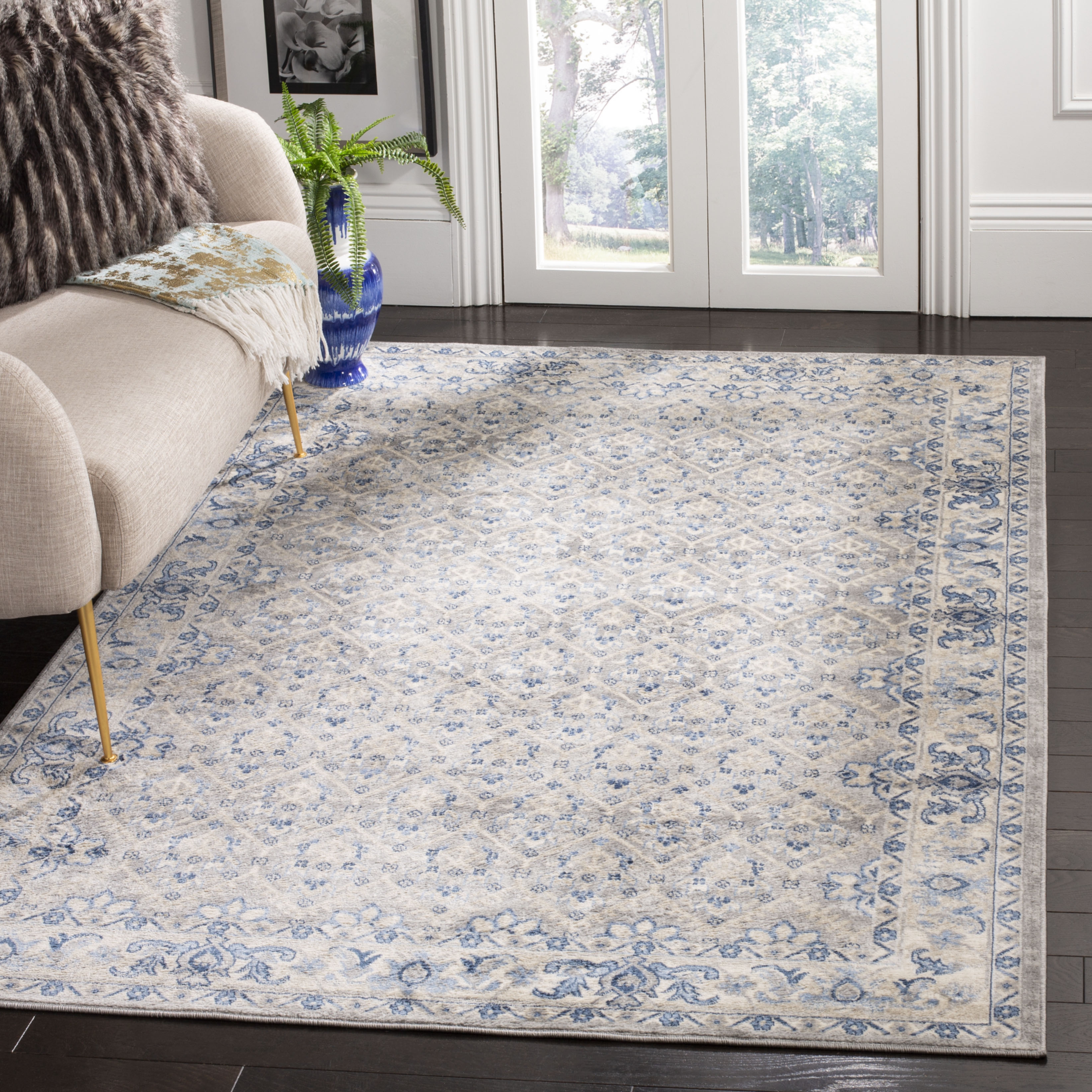 Arlo Home Woven Area Rug, BNT869G, Light Grey/Blue,  9' X 12' - Image 1
