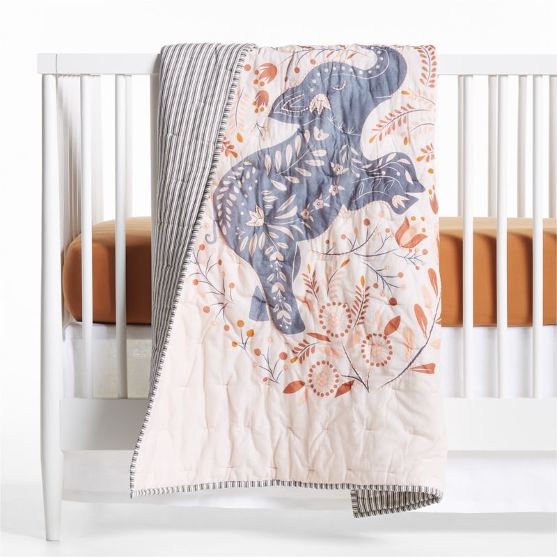 Stay Cool Botanical Elephant Organic Cotton Baby Changing Pad Cover - Image 1