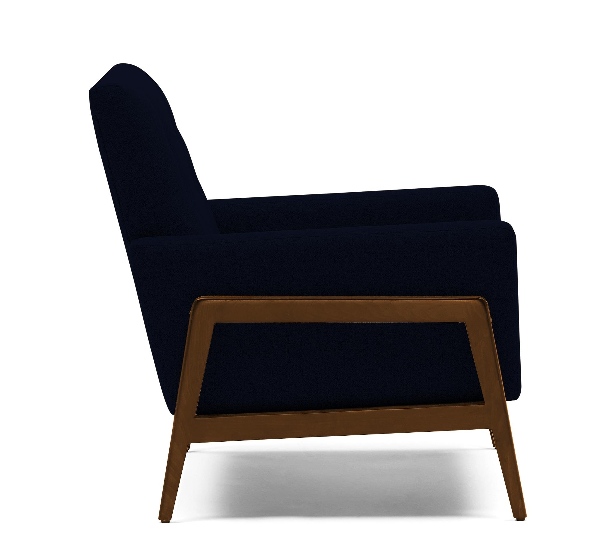 Blue Clyde Mid Century Modern Chair - Bentley Indigo - Mocha - Image 2