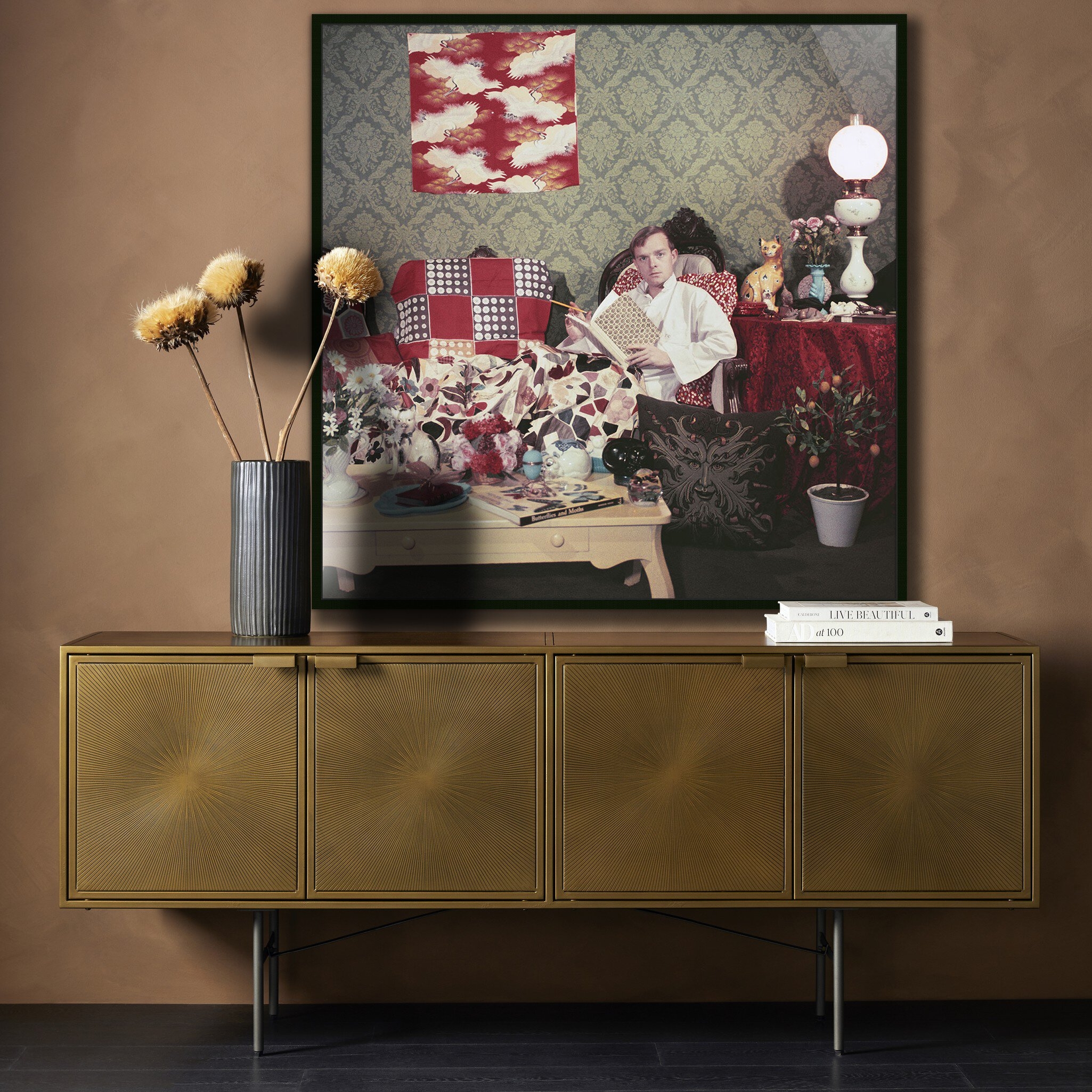 Capote At Home by Slim Aarons - Black Maple Floater - Image 1