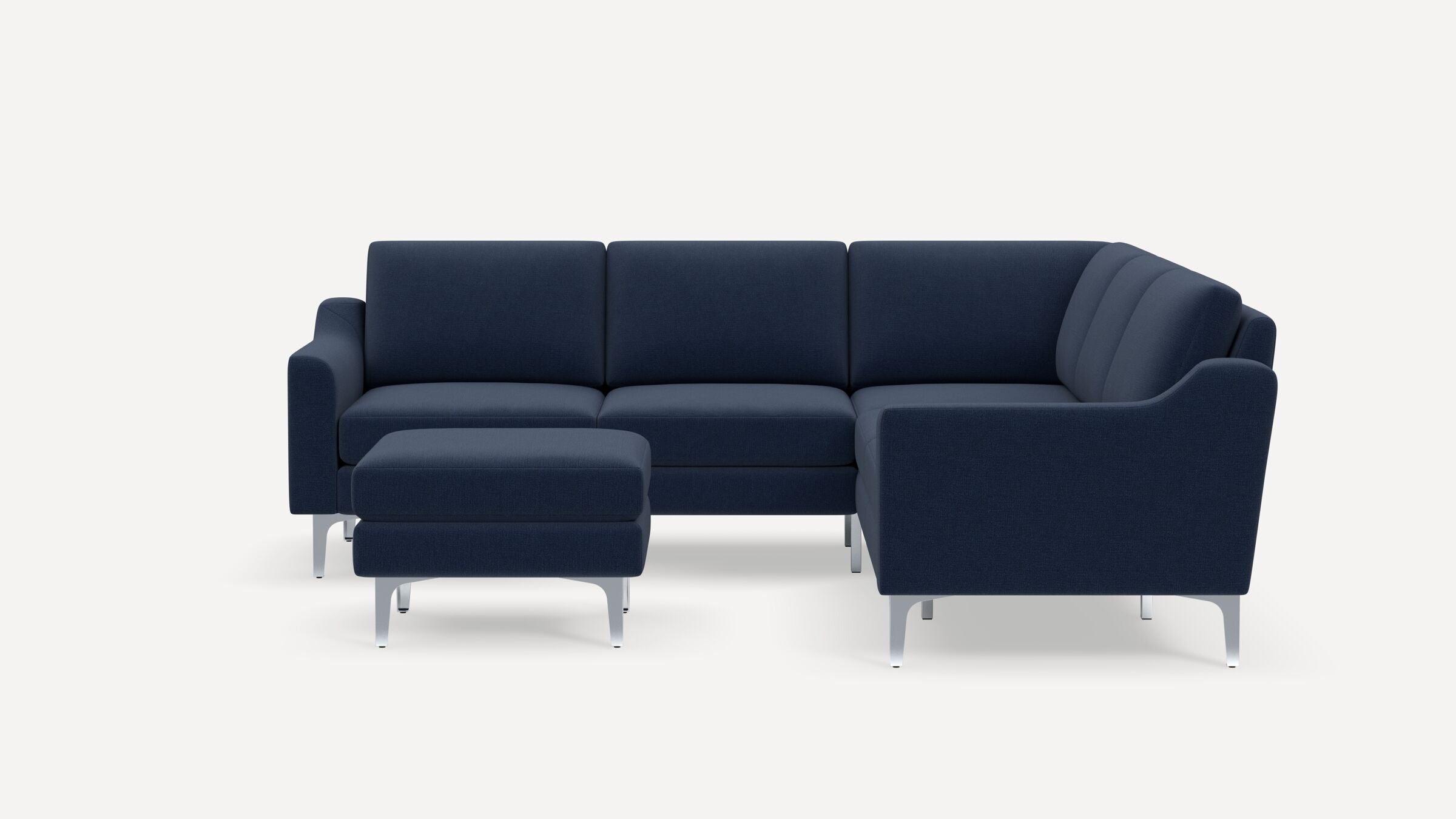 Nomad 5-Seat Corner Sectional with Ottoman - Navy Blue - Performance Flatweave / Chrome - Metal / Slope - Image 0