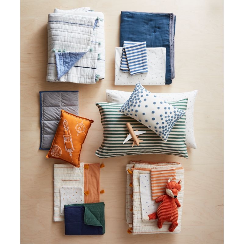 Twin Heathered Blue Stripe Jersey Sheet Set - Image 2
