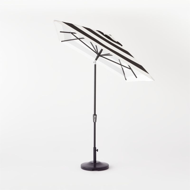 Shadow Rectangular Black and White Stripe Umbrella with Base - Image 1