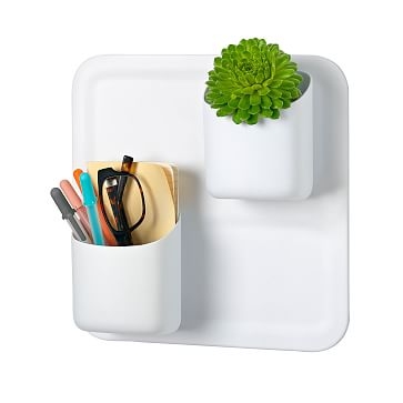 Honey Can Do Collection Perch 3-Piece Magnetic Wall Storage System, White - Image 3