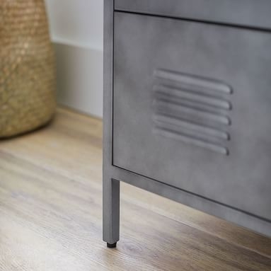 Locker 5-Drawer Tall Dresser, Gray Metal - Image 1