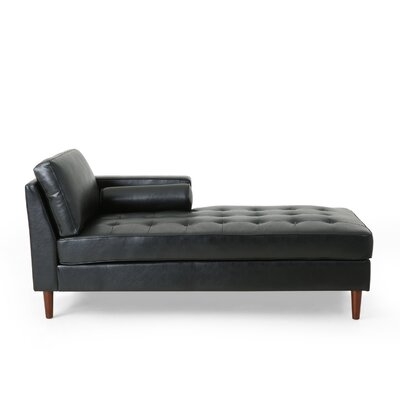 Tufted Faux Leather Orientation Square Arms Chaise Lounge - Image 0