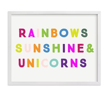 Minted(R) Sunshine Rainbows &amp; Unicorns Wall Art by Lori Wemple; 14x11, White - Image 0