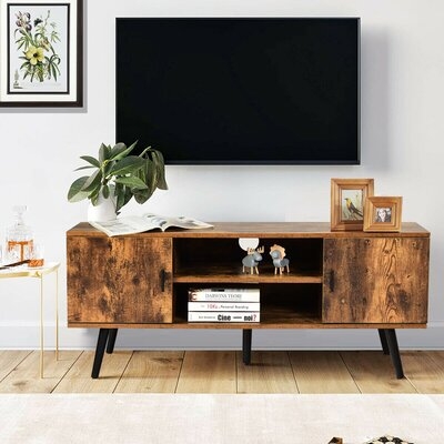 George Oliver Industrial Tv Stand Entertainment Center For Tv's Up To 55" W/ Storage Cabinets - Image 0