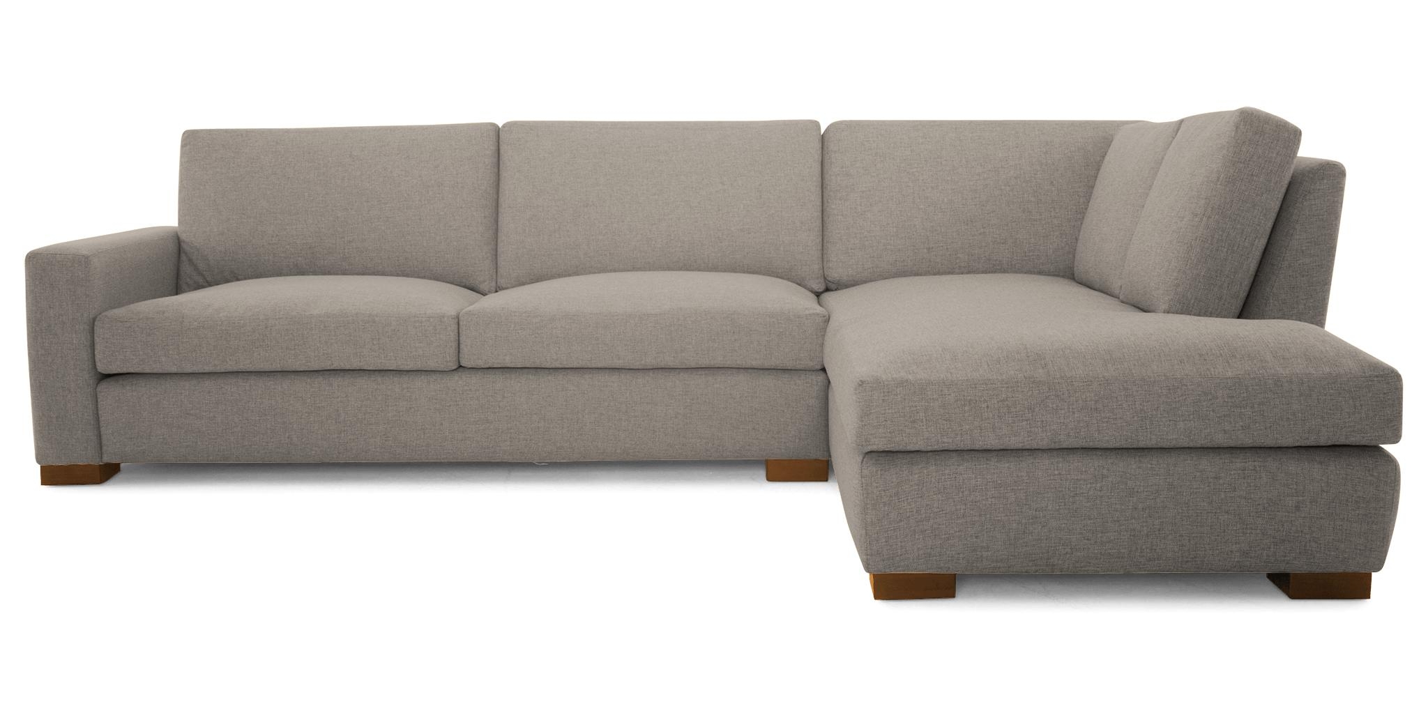 Gray Anton Mid Century Modern Sectional with Bumper - Prime Stone - Mocha - Right  - Image 0