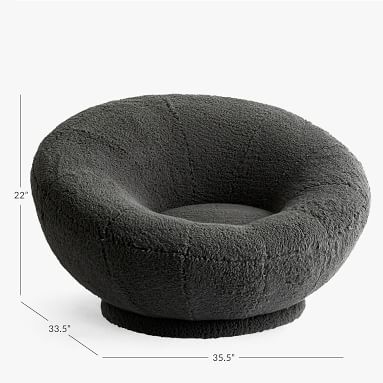 Sherpa Charcoal Groovy Swivel Chair, In Home Delivery - Image 2