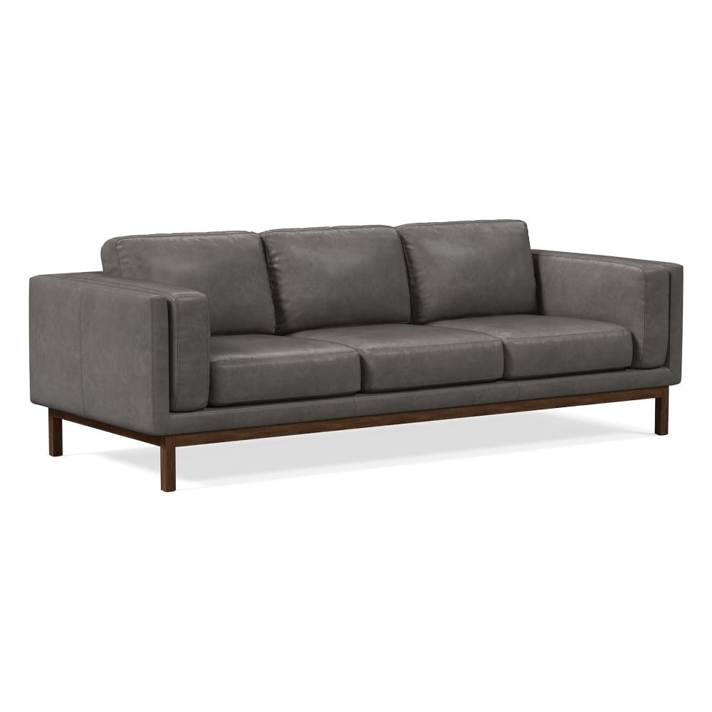 Dekalb 96" Sofa, Ludlow Leather, Gray Smoke, Acorn - Image 0