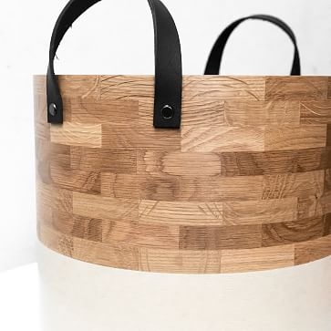 Large Dipped Basket Wood Maple Finish Cognac Basket - Image 1