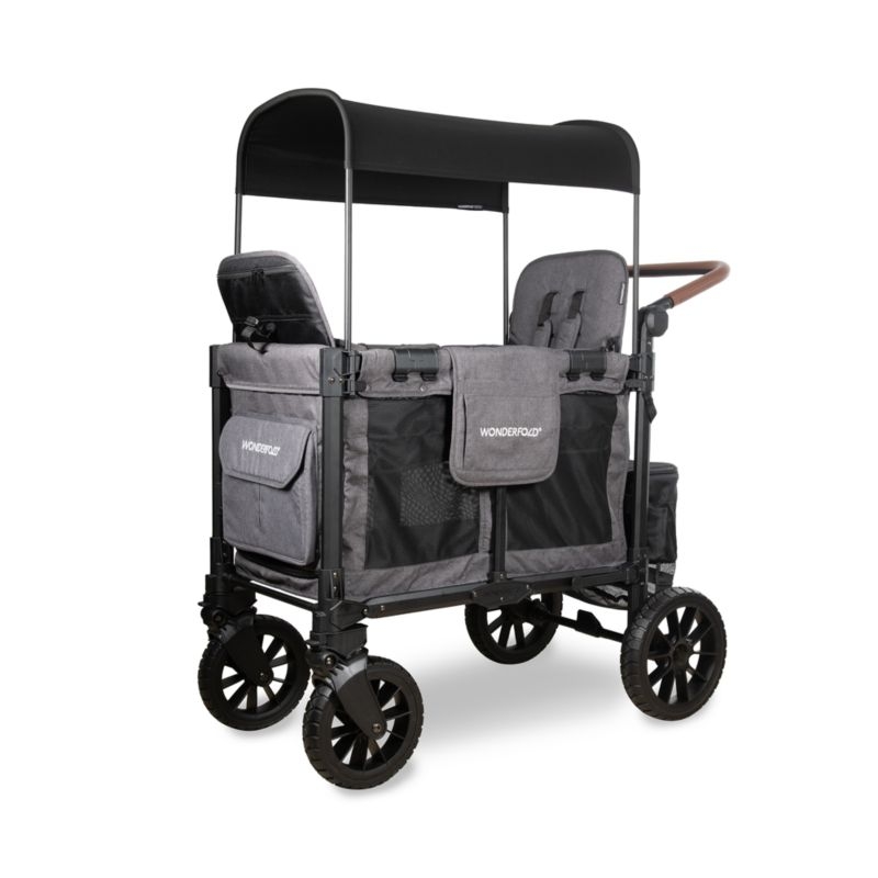 Wonderfold W2 Luxe Pro Charcoal Grey Double Kids Stroller Wagon - Image 6